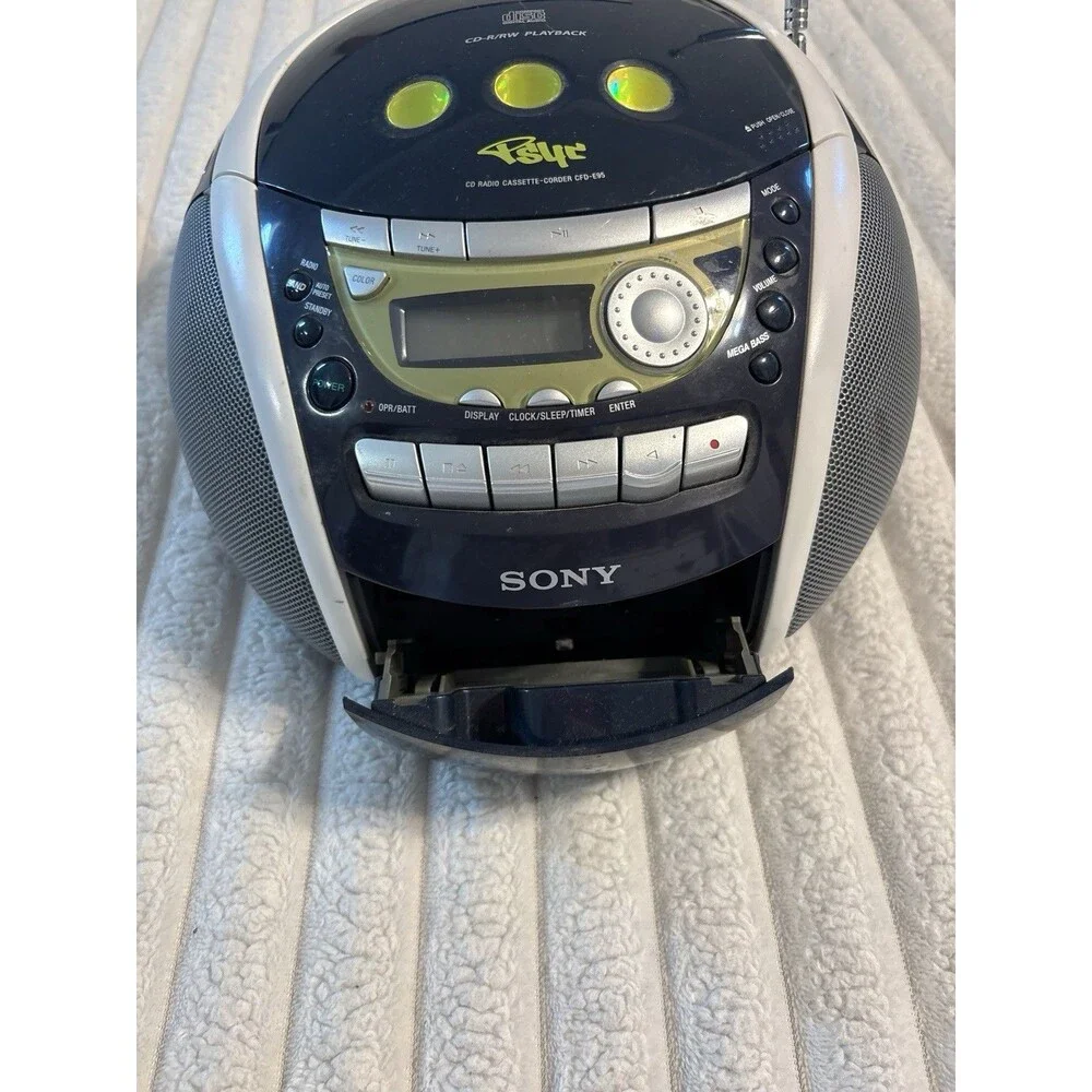 Sony Psyc Navy Blue Color Changing Display Y2K Boombox RADIO & CASSETTE WORK